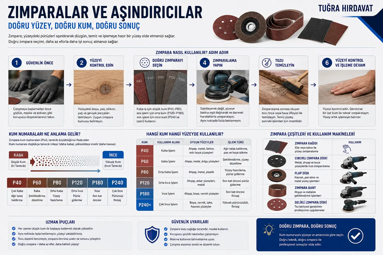 Zımpara Numaraları Ne Anlama Gelir? P40'tan P240'a Doğru Kum Seçimi