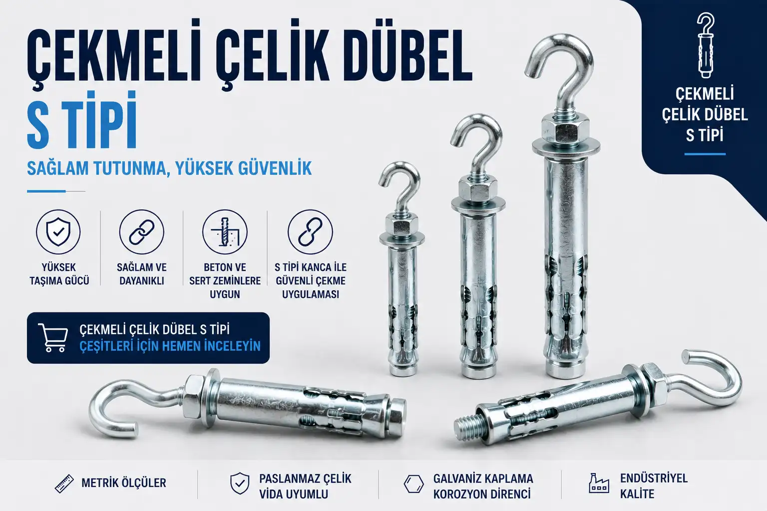 Çekmeli Çelik Dübel (S Tipi)