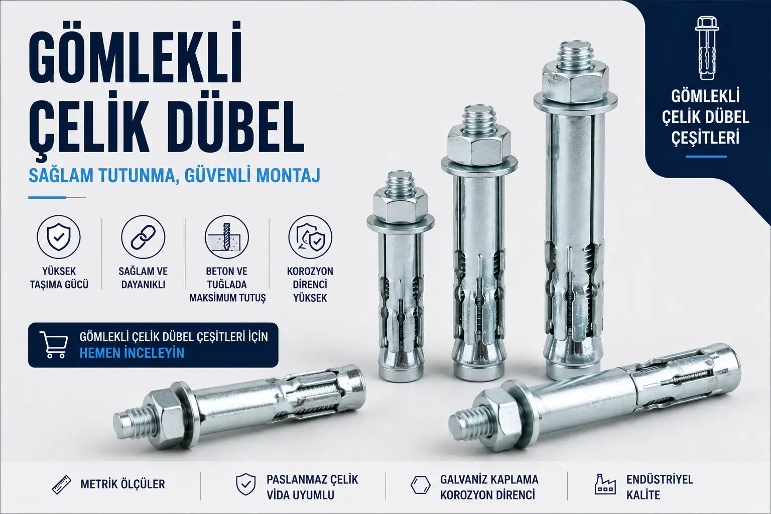 Gömlekli Çelik Dübel