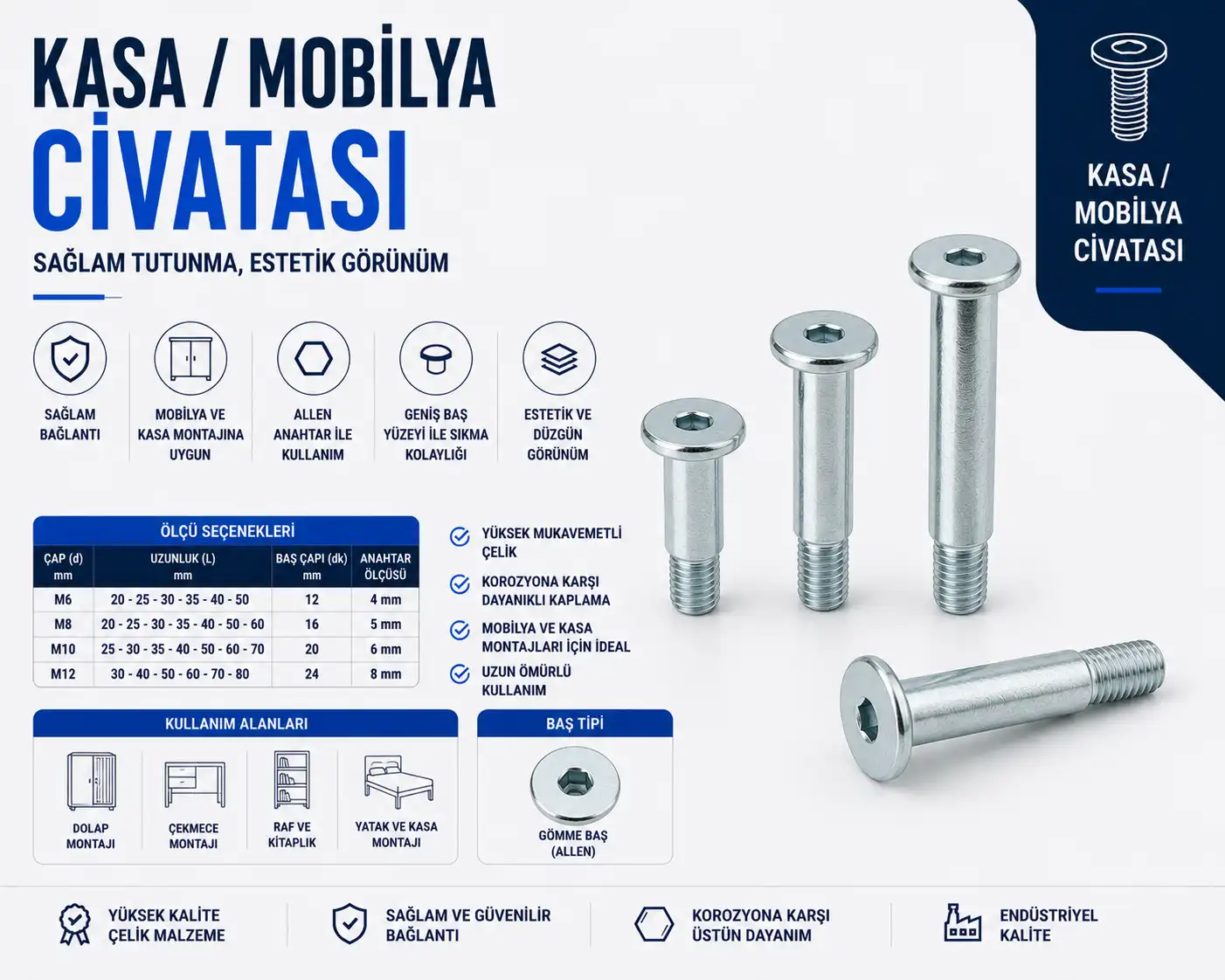 Kasa Civatası (Mobilya) Fiyatları ve Çeşitleri