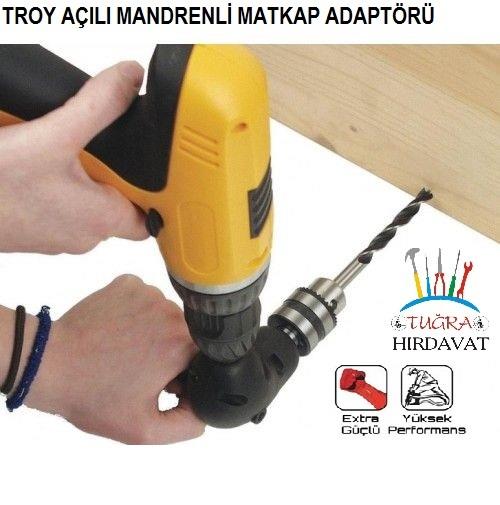 Troy 90000 Açılı Matkap Adaptör Mandrenli Köşe Delme Vidalama Ucu