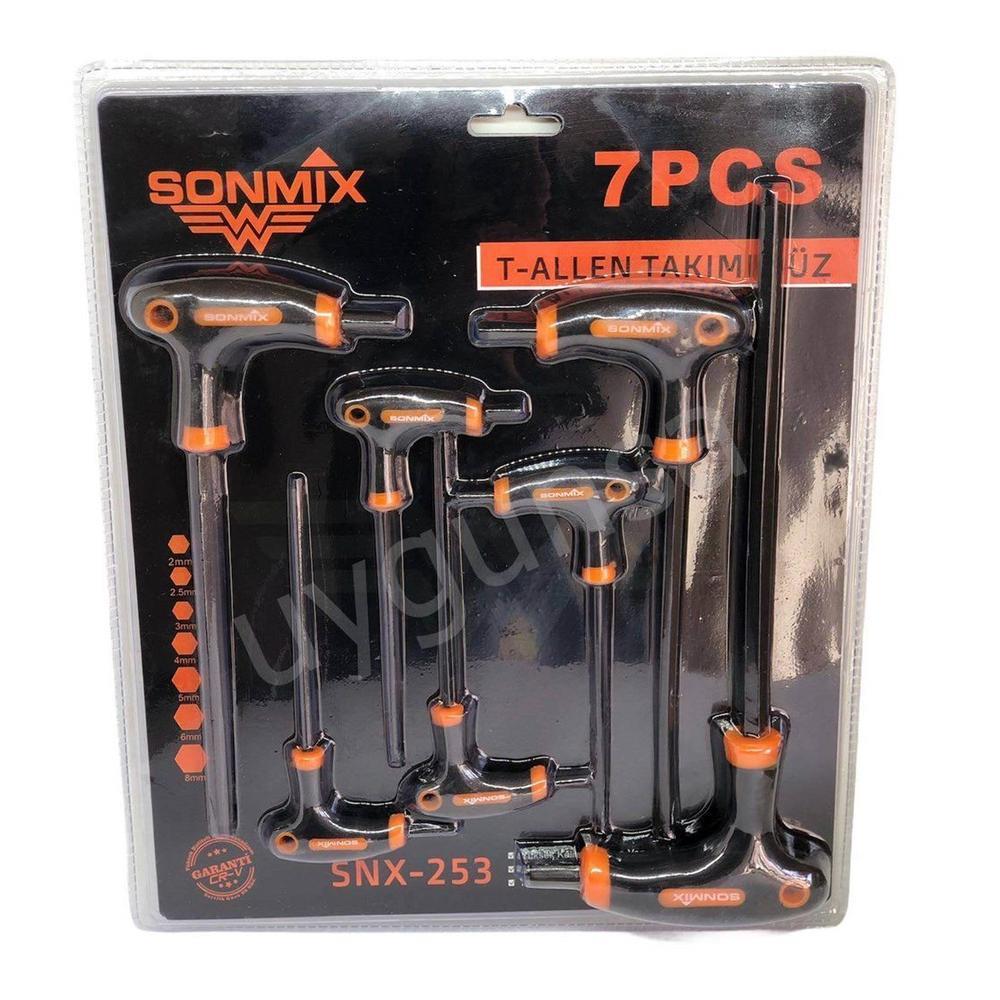 Sonmix T Saplı Allen Takım 2 - 2,5 - 3 - 4 - 5 -6 - 8 mm Set