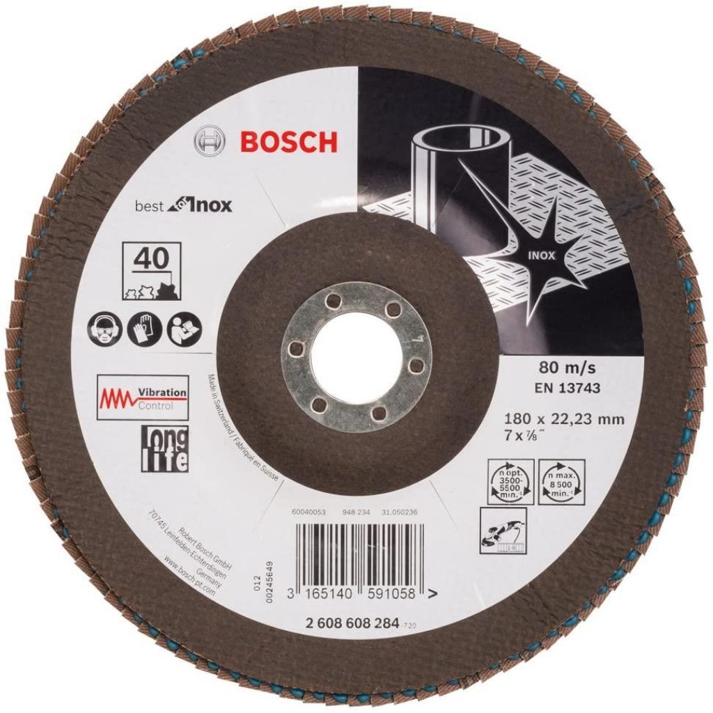 Bosch Paslanmaz İnox Flap Zımpara Diski 180 Mm 22,23 40 Kum