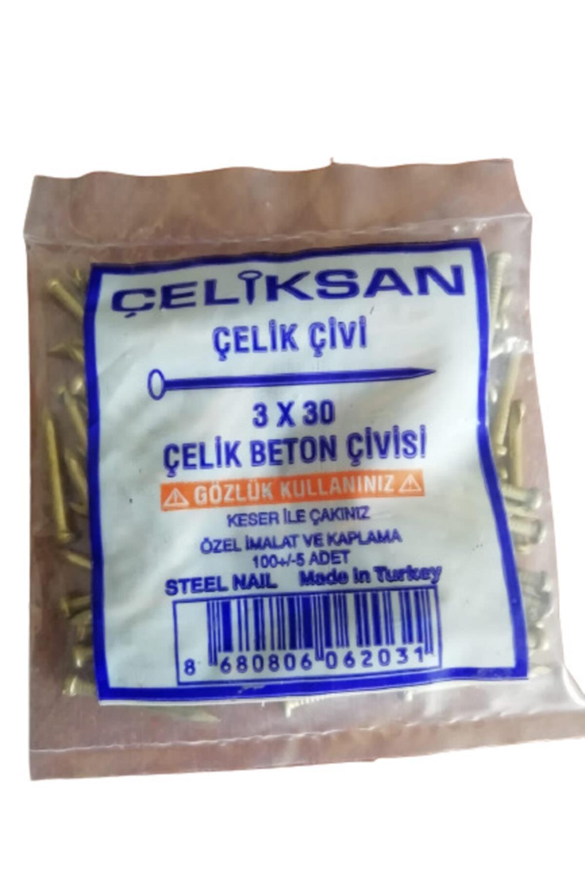 Çeliksan 3x30 Beton Çelik Çivi Sarı (3 Lük Beton Çivisi) 100 Adet