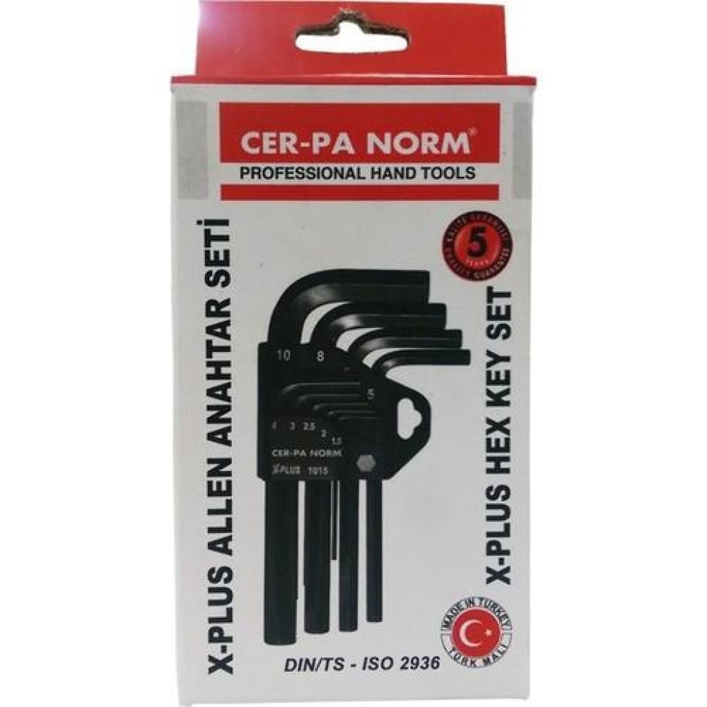 Cer-Pa Norm X-Plus Kısa Alyan Anahtar Seti 9 Parça Allen