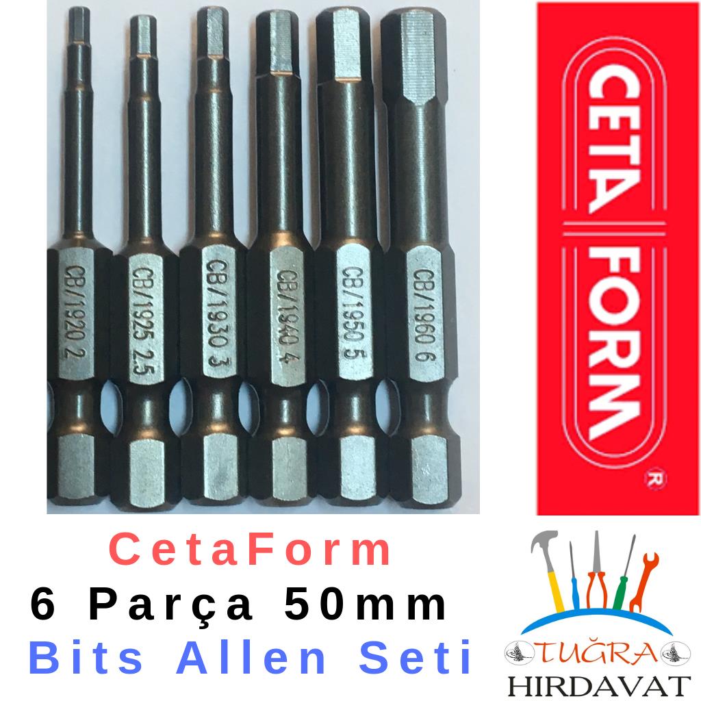 CetaForm 6 Adet x 5cm Takım Manyetik Bits Allen Alyan Matkap Ucu