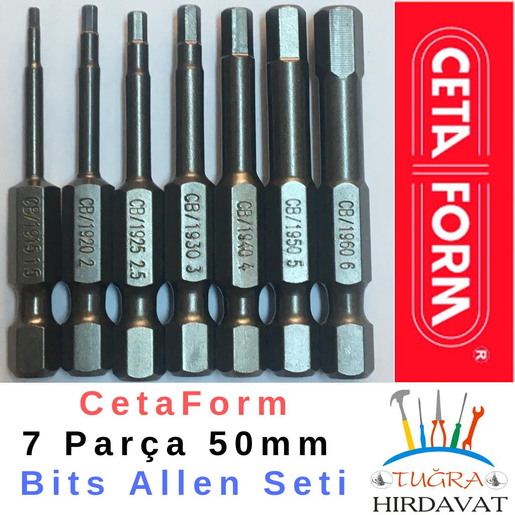 CetaForm 7 Adet x 5cm Takım Manyetik Bits Allen Alyan Matkap Ucu
