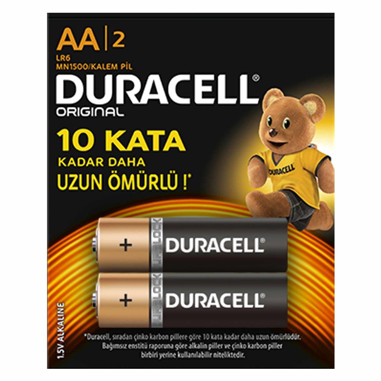 Duracell Alkalin 1,5V LR/MN1500 AA Kalem Pil 2 Li Kartela 