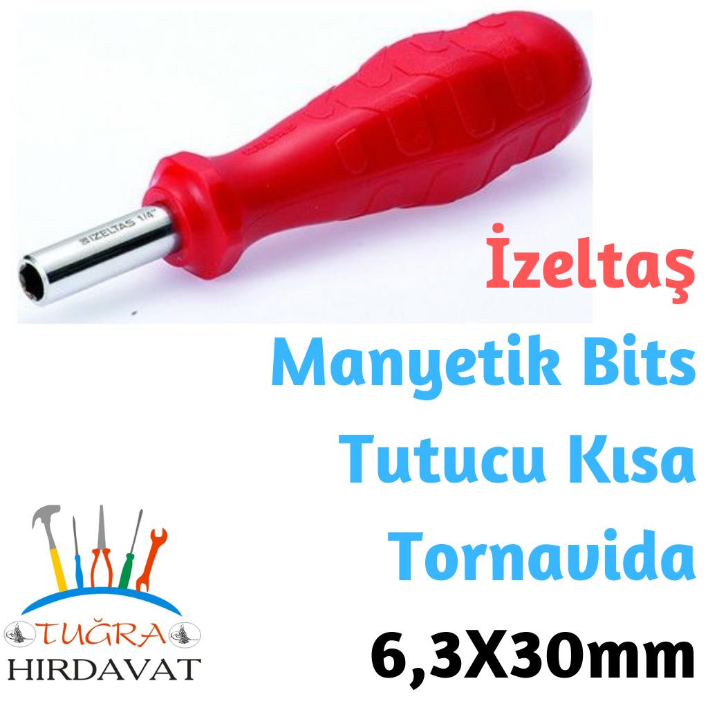 İzeltaş Manyetik Bits Tutucu Kısa Tornavida 6,3X30