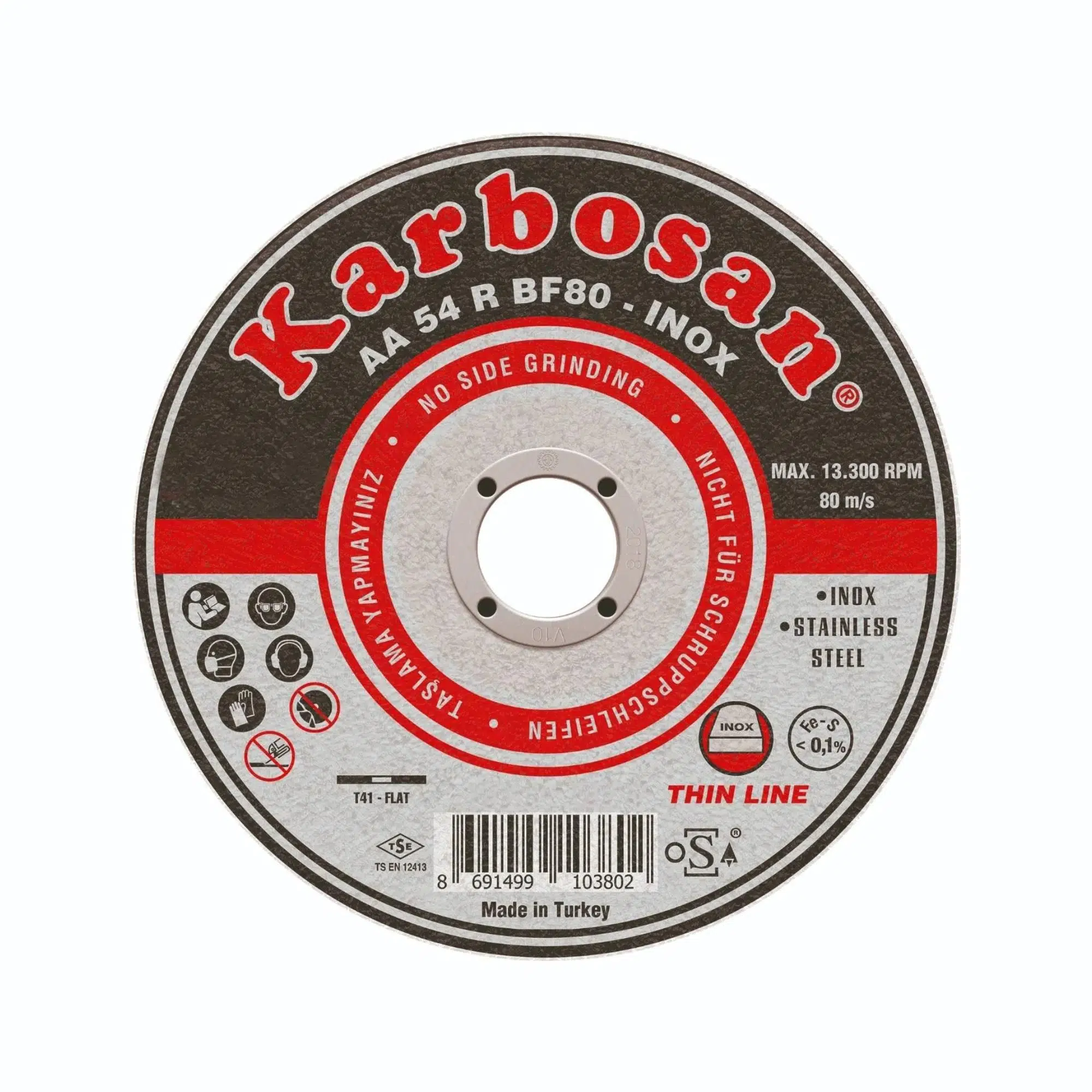 Karbosan İnox-Thinline Kesici Taşı 115x1.0x22.23 10'lu Paket