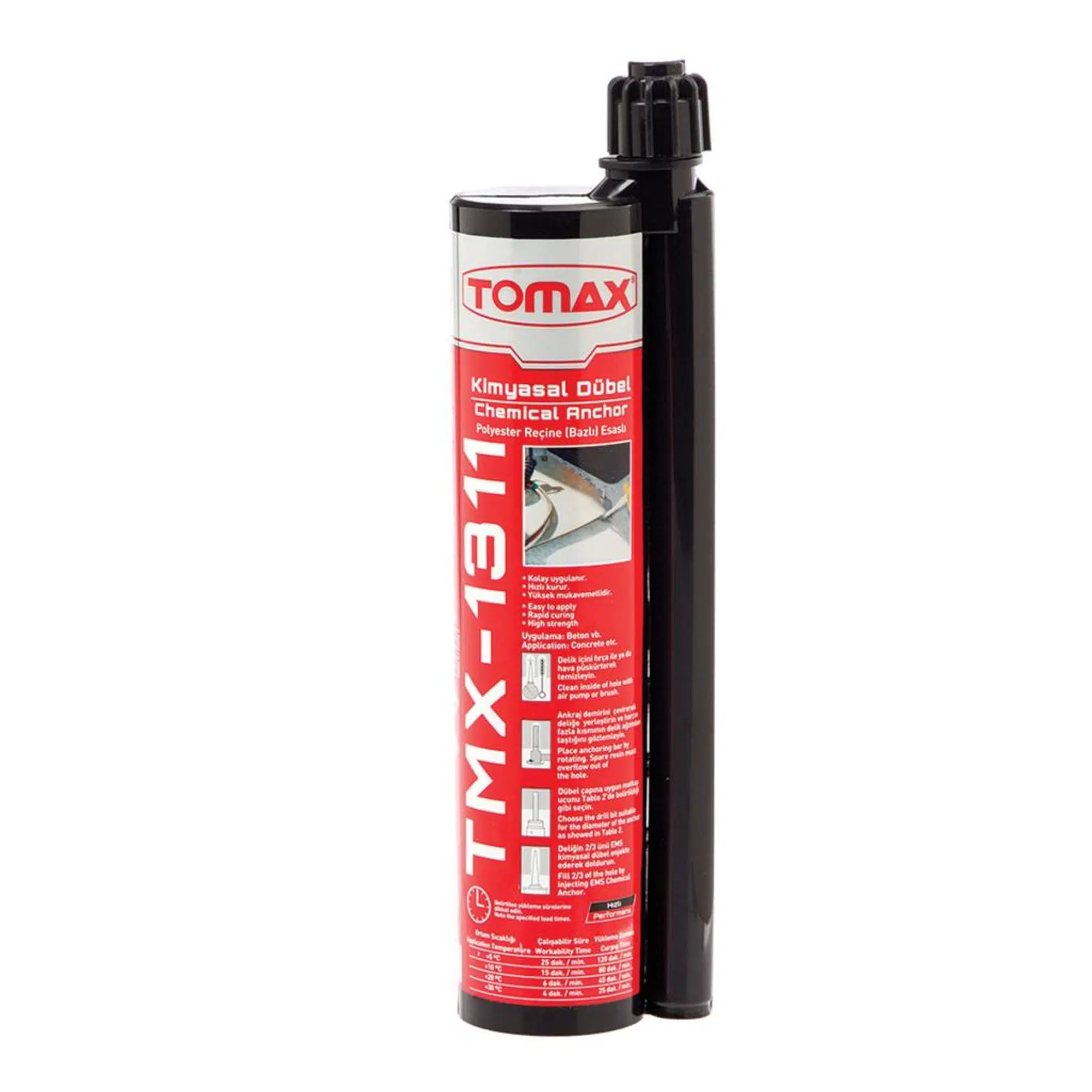 Tomax Kimyasal Dübel Epoksi 345 ml Reçine Beton Taş Tuğla