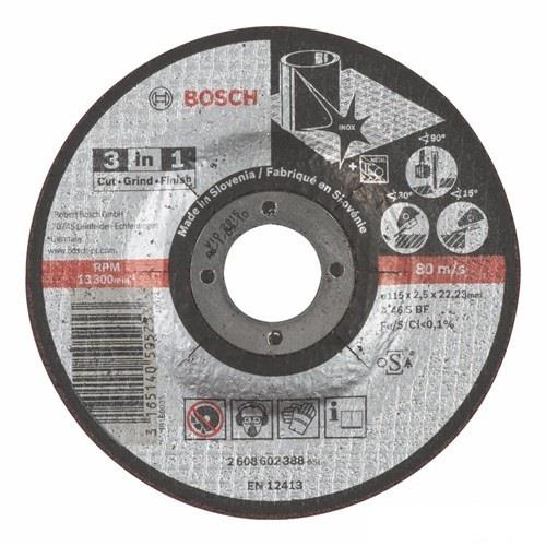 Bosch - 3'Ü Bir Arada Kesici Disk (Taş) A 46 S Bf, 115 Mm, 2,5mm