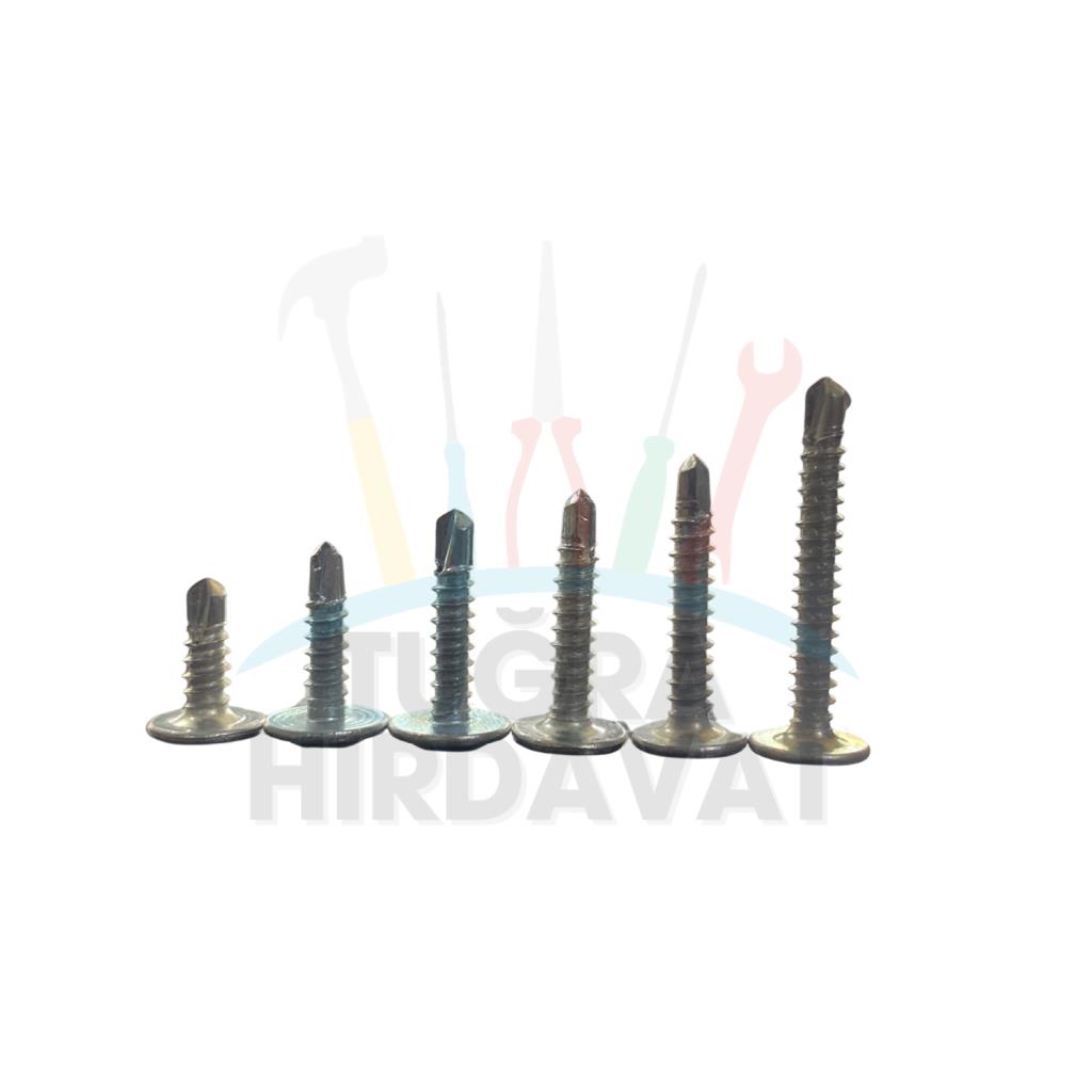 Rysb 4,2x13 mm 100 Adet Beyaz Pul Başlı Matkap Uçlu Vida Otomatik Vida