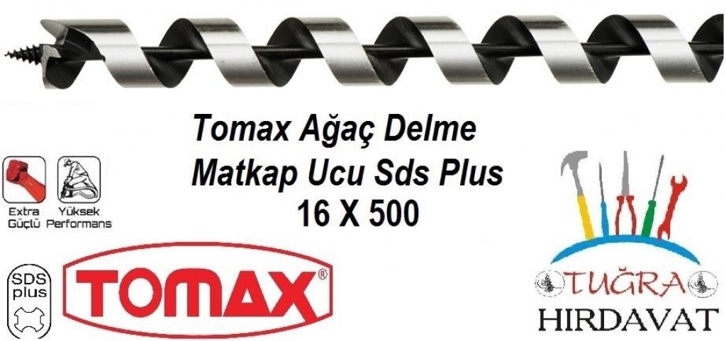 Tomax Sds Plus Ağaç Delme Ahşap Delme Matkap Ucu 16x500