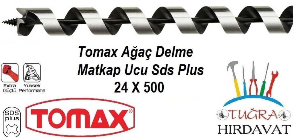Tomax Sds Plus Ağaç Delme Ahşap Delme Matkap Ucu 24x500