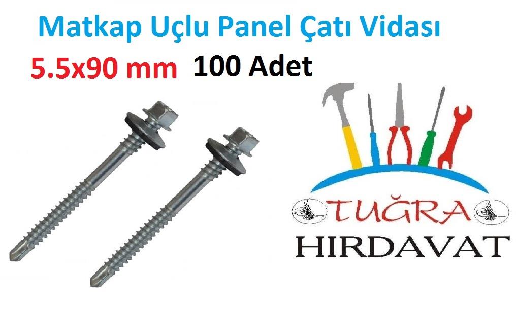 Trapez Panel Çatı Vidası 5,5x90 100'lü Kutu Matkap Uçlu Çatı Vidası